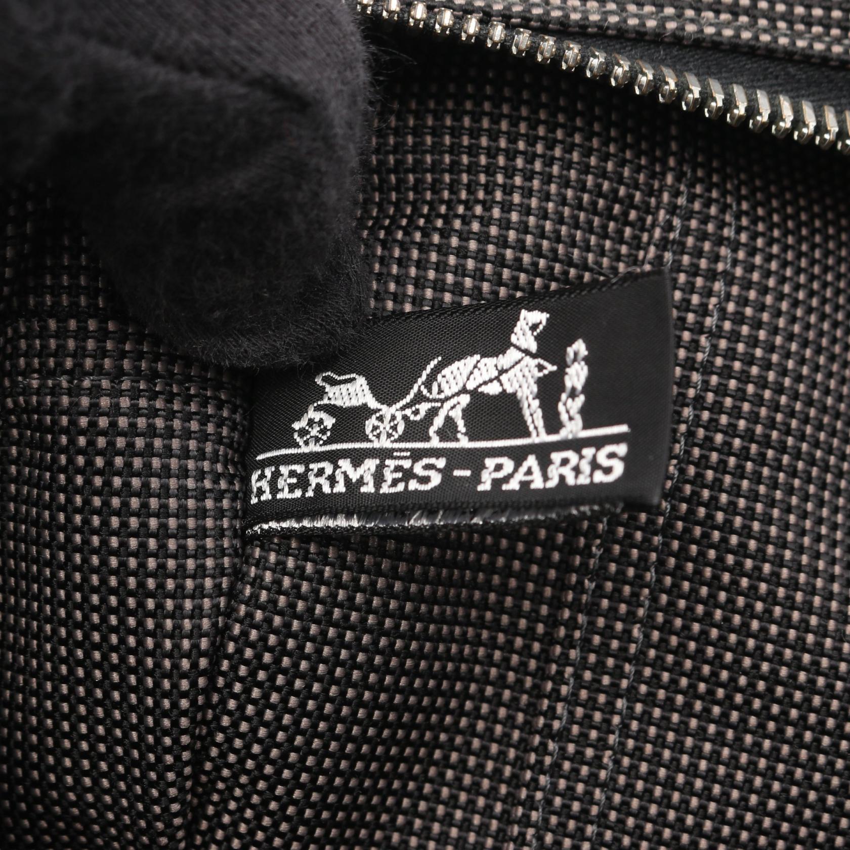 エールラインMM ハンドバッグ トートバッグ ナイロンキャンバス ダークグレー シルバー金具 エルメス バッグ HERMES