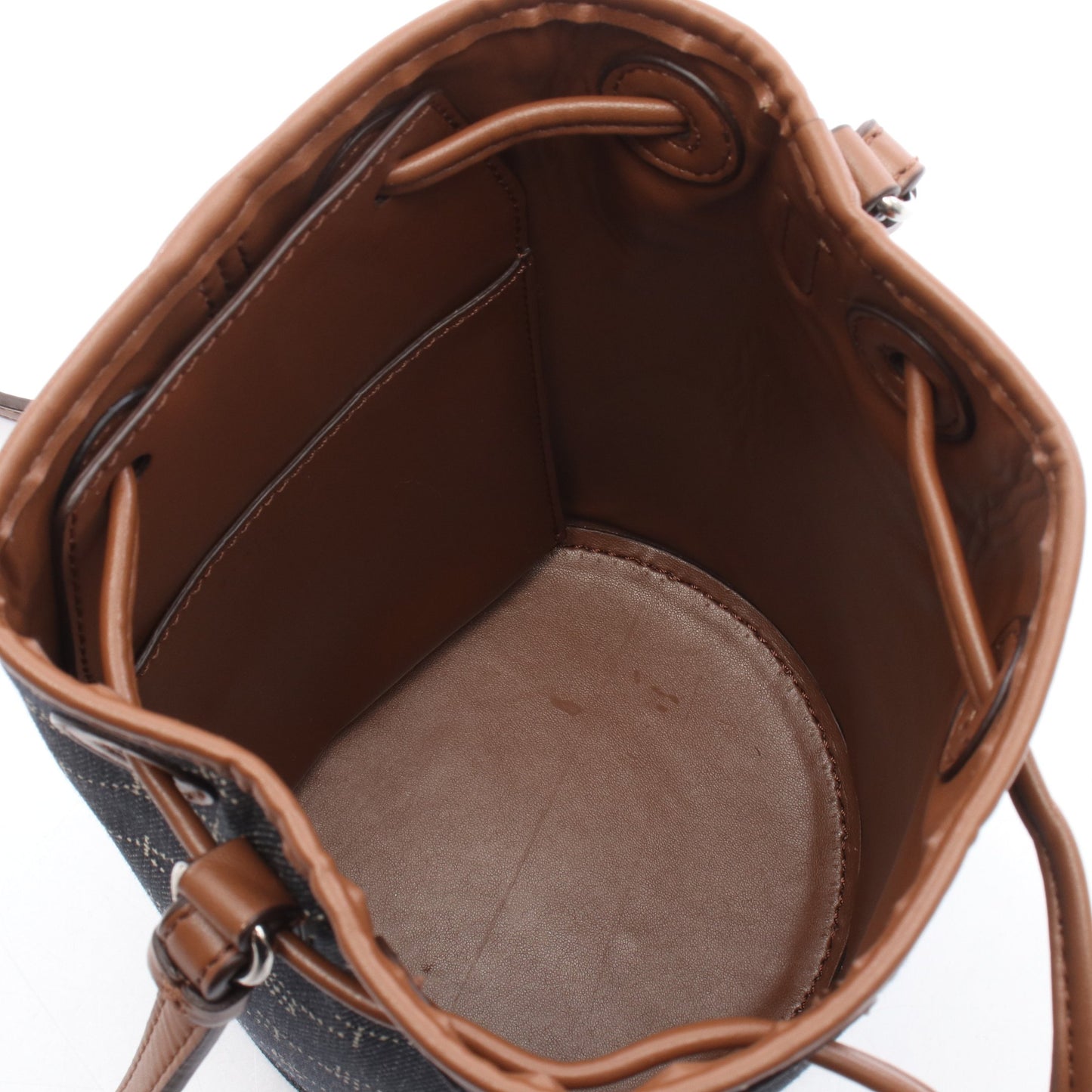 巾着バッグ ショルダーバッグ デニム レザー インディゴブルー ブラウン ステラマッカートニー バッグ Stella McCartney