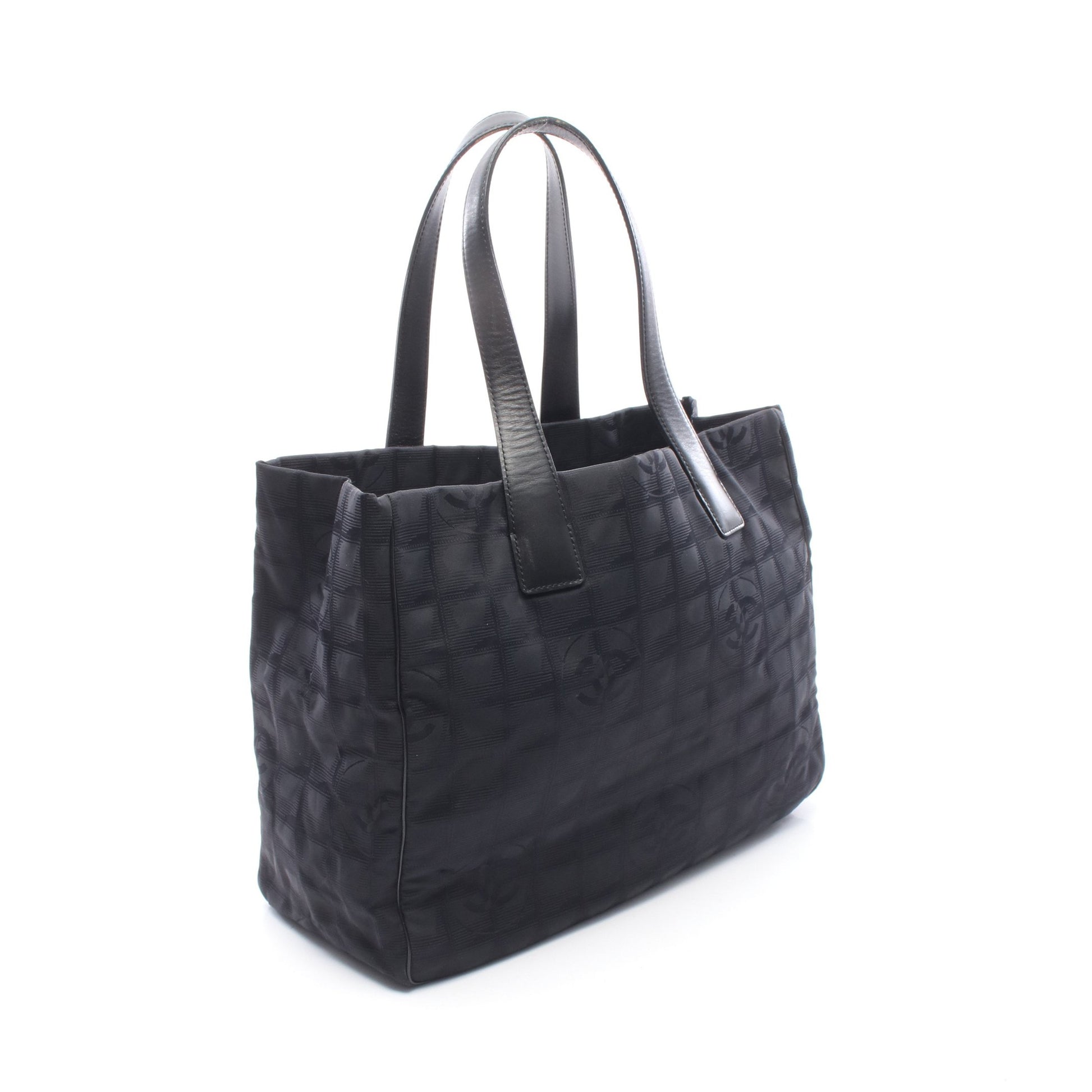 ニュートラベルラインMM ハンドバッグ トートバッグ ナイロンキャンバス レザー ブラック ゴールド金具 シャネル バッグ CHANEL