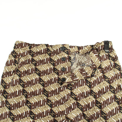 総柄 ボタンフライ イージーパンツ シルク カーキグリーン マルチカラー フェンディ ボトムス FENDI