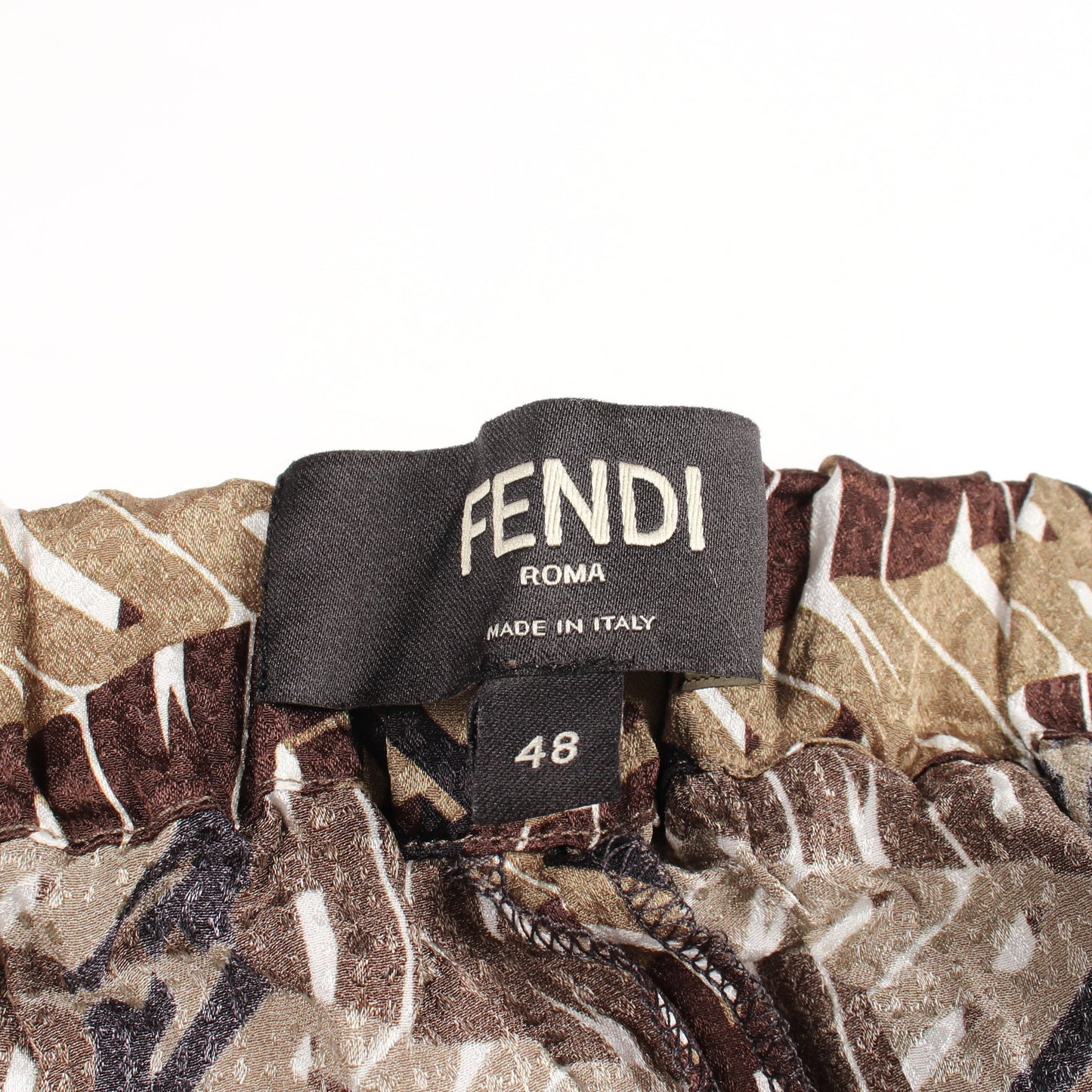 総柄 ボタンフライ イージーパンツ シルク カーキグリーン マルチカラー フェンディ ボトムス FENDI