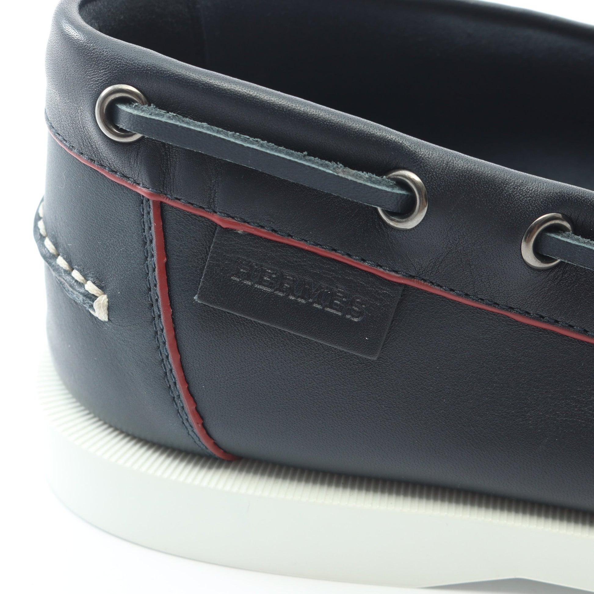 デッキシューズ カジュアルシューズ レザー ネイビー エルメス シューズ HERMES
