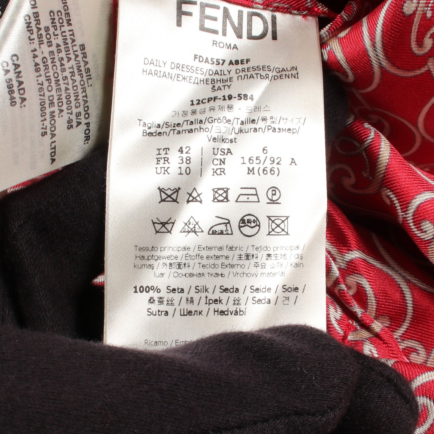 総柄 シャツワンピース シルク レッド ベージュ フェンディ ワンピース FENDI