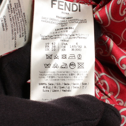 総柄 シャツワンピース シルク レッド ベージュ フェンディ ワンピース FENDI