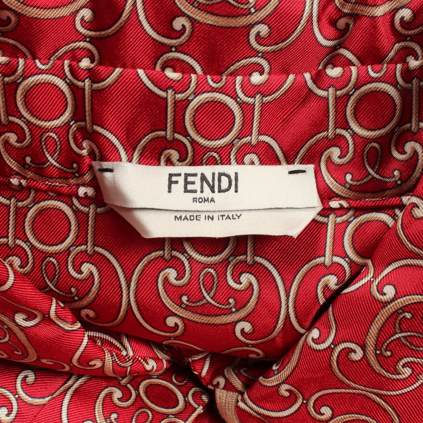 総柄 シャツワンピース シルク レッド ベージュ フェンディ ワンピース FENDI