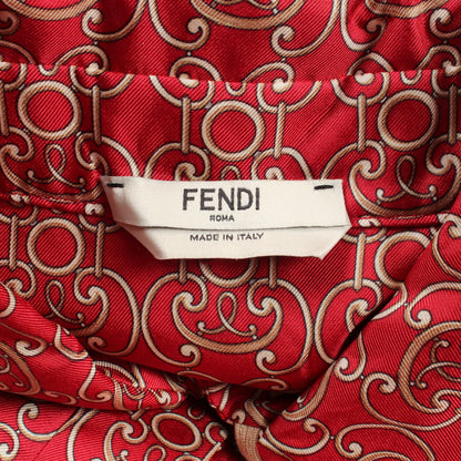 総柄 シャツワンピース シルク レッド ベージュ フェンディ ワンピース FENDI