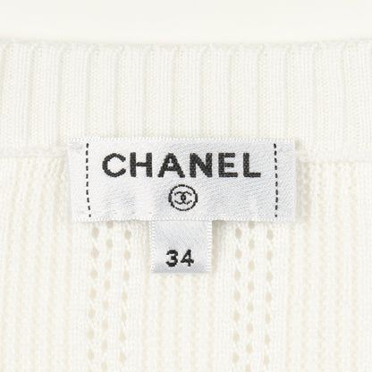 ココマークボタン カーディガン コットン オフホワイト シャネル トップス CHANEL