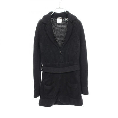 ジップアップ ニット コート カシミヤ ブラック シャネル アウター CHANEL