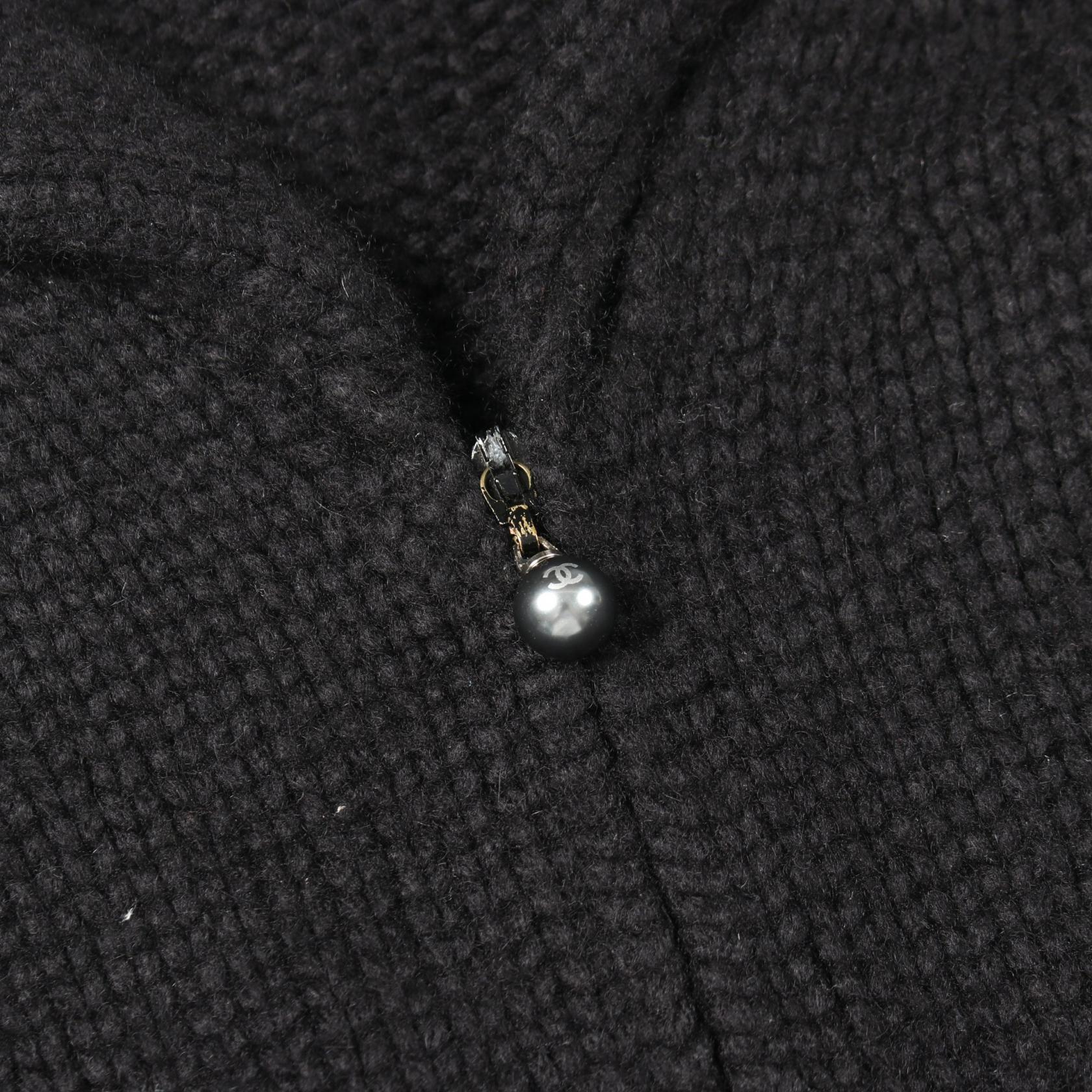ジップアップ ニット コート カシミヤ ブラック シャネル アウター CHANEL