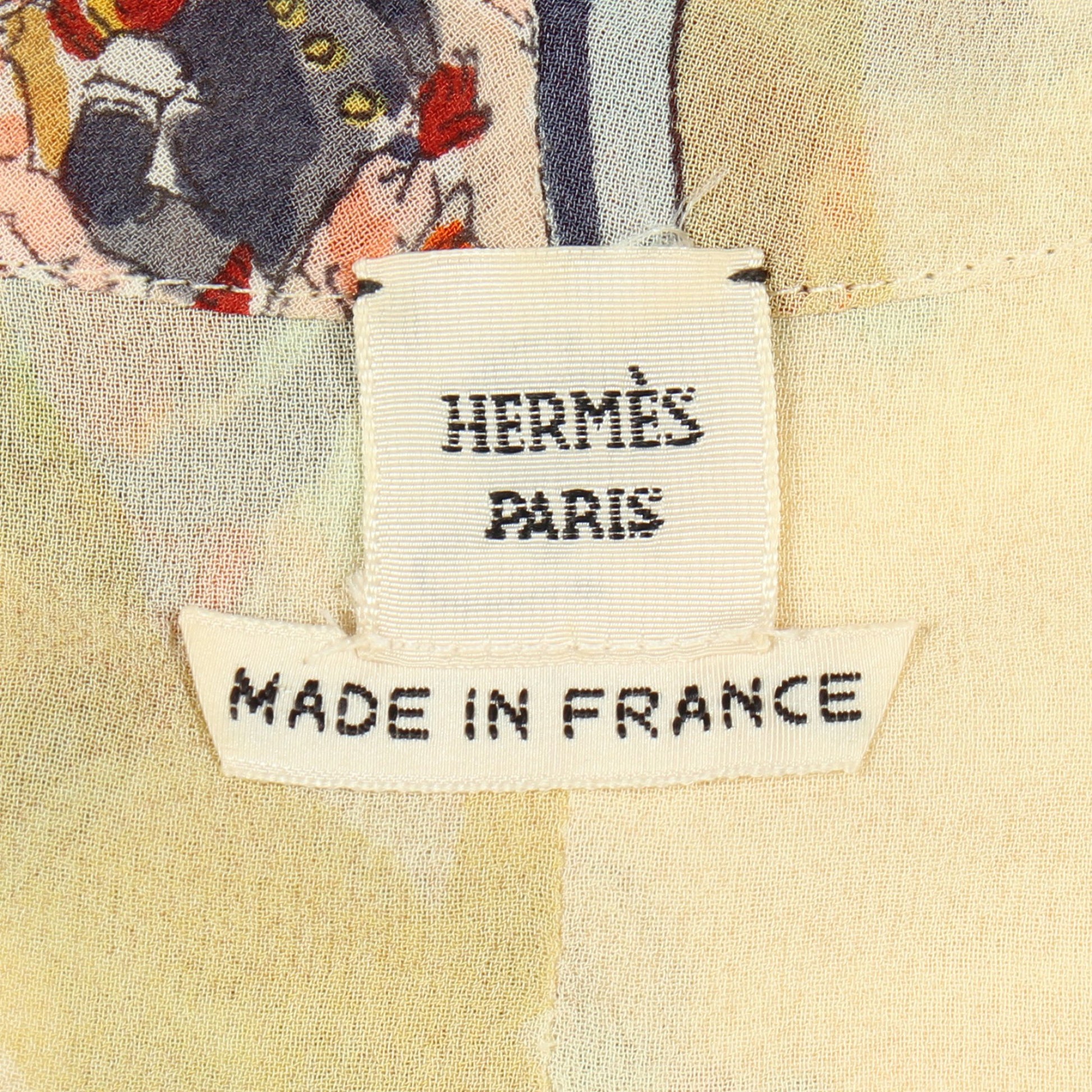 CIRQUE MOLIER ボウタイ付きノースリーブ ブラウス シルク カーキベージュ マルチカラー エルメス トップス HERMES