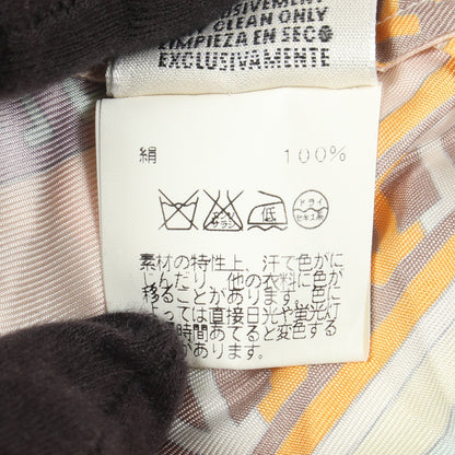 総柄 シャツ ノースリーブ ブラウス シルク ホワイト マルチカラー エルメス トップス HERMES