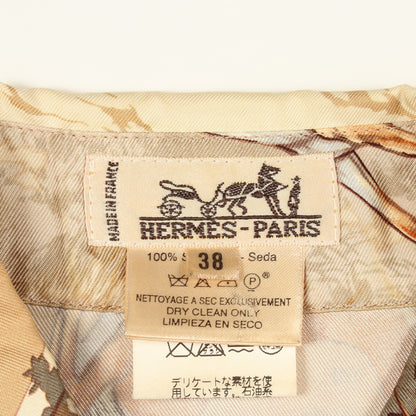 Tanzanie 長袖 シャツ シルク ベージュ マルチカラー エルメス トップス HERMES