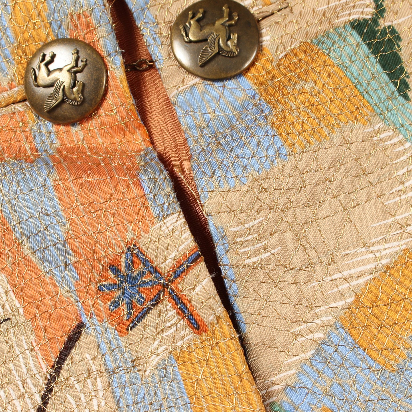 総柄 テーラードジャケット シルク ベージュ マルチカラー エルメス アウター HERMES