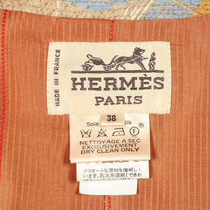 総柄 テーラードジャケット シルク ベージュ マルチカラー エルメス アウター HERMES