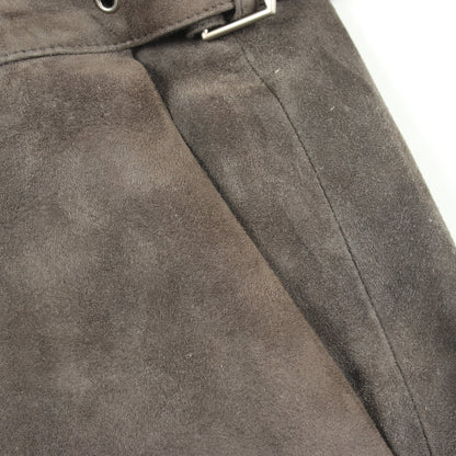 スエード スカート レザー グレーブラウン エルメス ボトムス HERMES