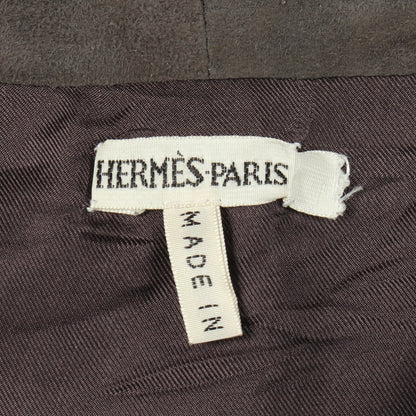 スエード スカート レザー グレーブラウン エルメス ボトムス HERMES