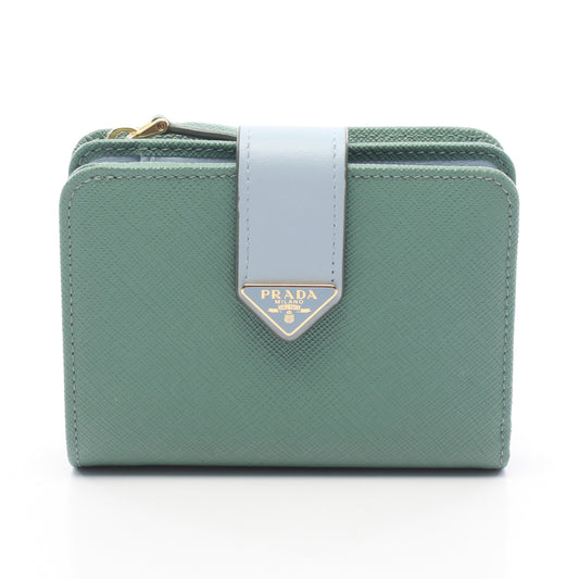 SAFFIANO TAB 二つ折り財布 サフィアーノレザー グリーン ライトブルー プラダ 財布・小物 PRADA