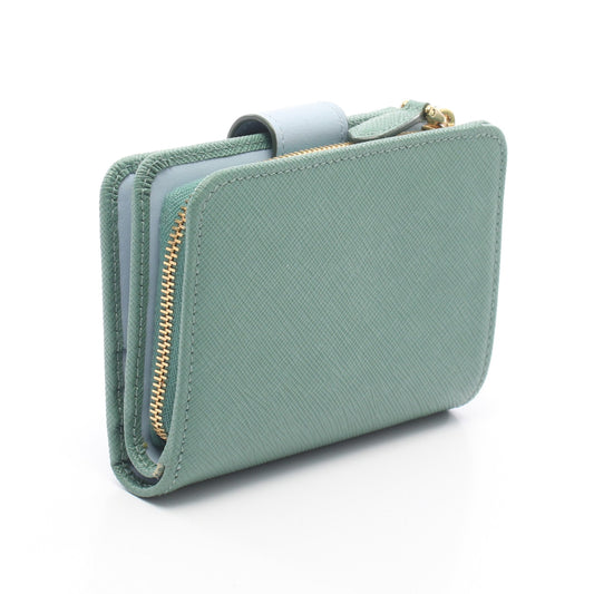 SAFFIANO TAB 二つ折り財布 サフィアーノレザー グリーン ライトブルー プラダ 財布・小物 PRADA