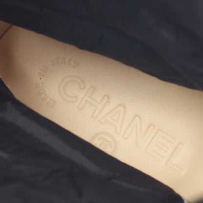 ココマーク ツイード柄 スノー ブーツ ナイロン レザー ブラック ホワイト シャネル シューズ CHANEL