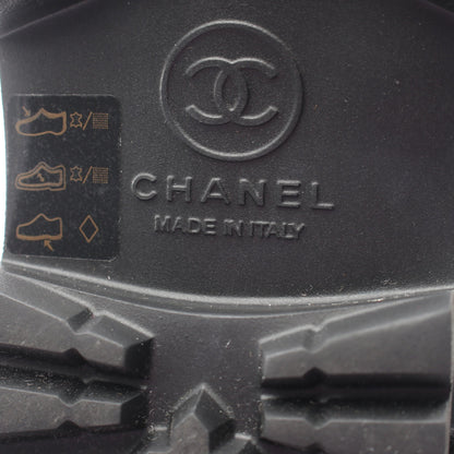 ココマーク ツイード柄 スノー ブーツ ナイロン レザー ブラック ホワイト シャネル シューズ CHANEL