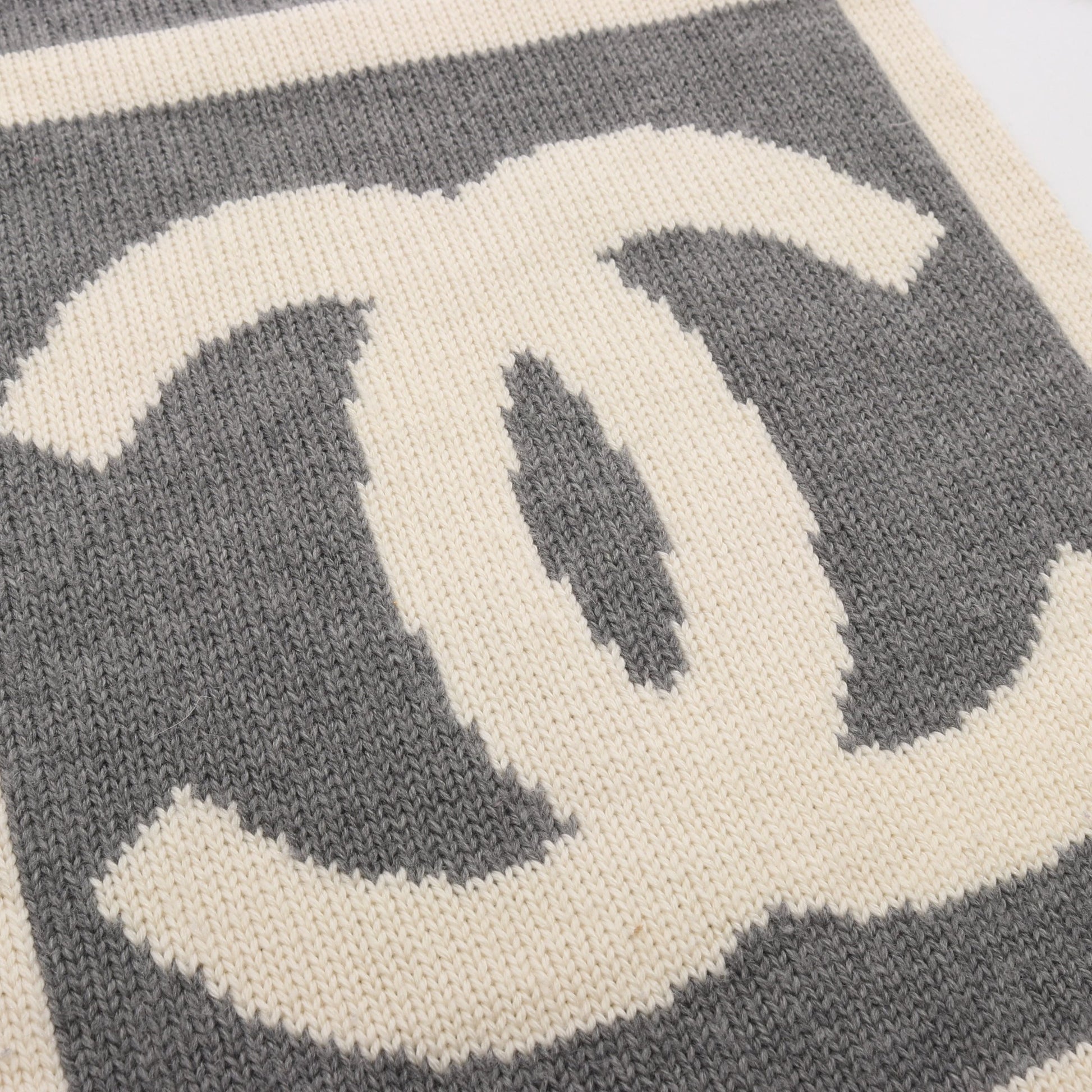 ココマーク マフラー ウール シルク カシミヤ グレー ホワイト シャネル 財布・小物 CHANEL