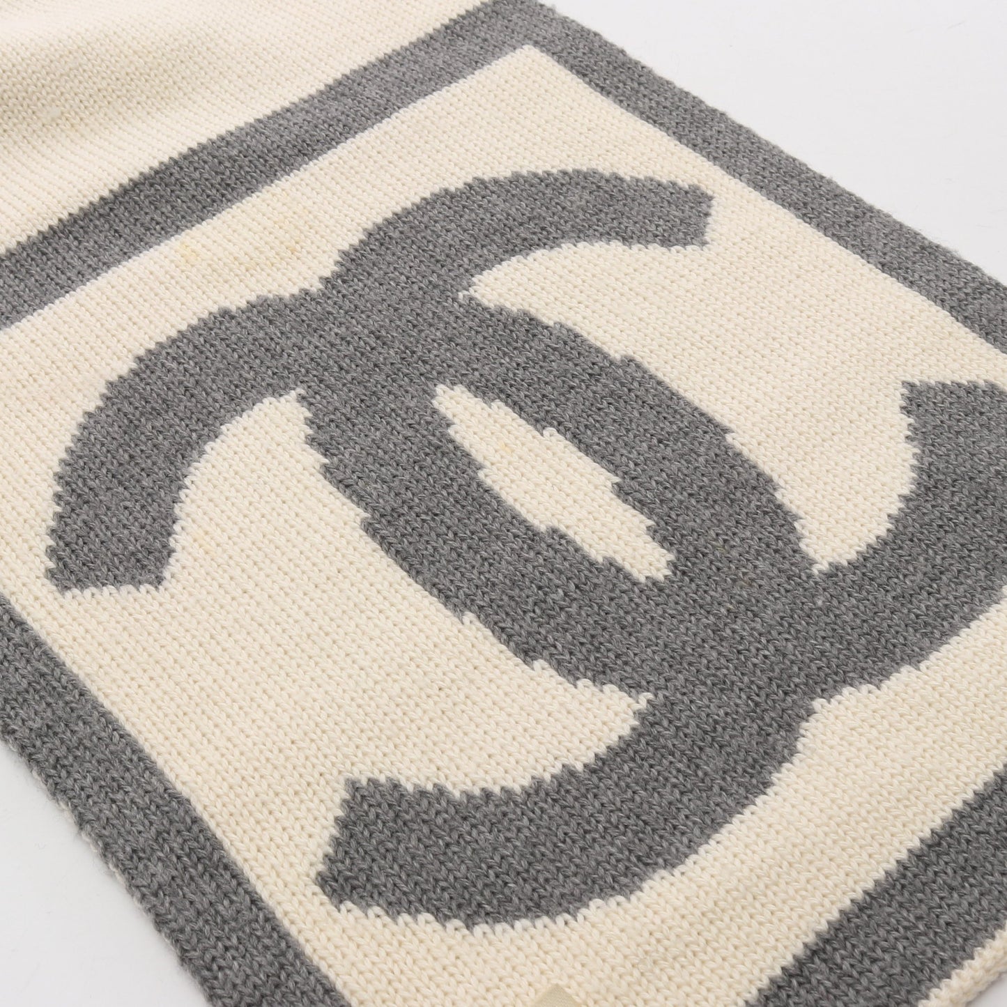 ココマーク マフラー ウール シルク カシミヤ グレー ホワイト シャネル 財布・小物 CHANEL