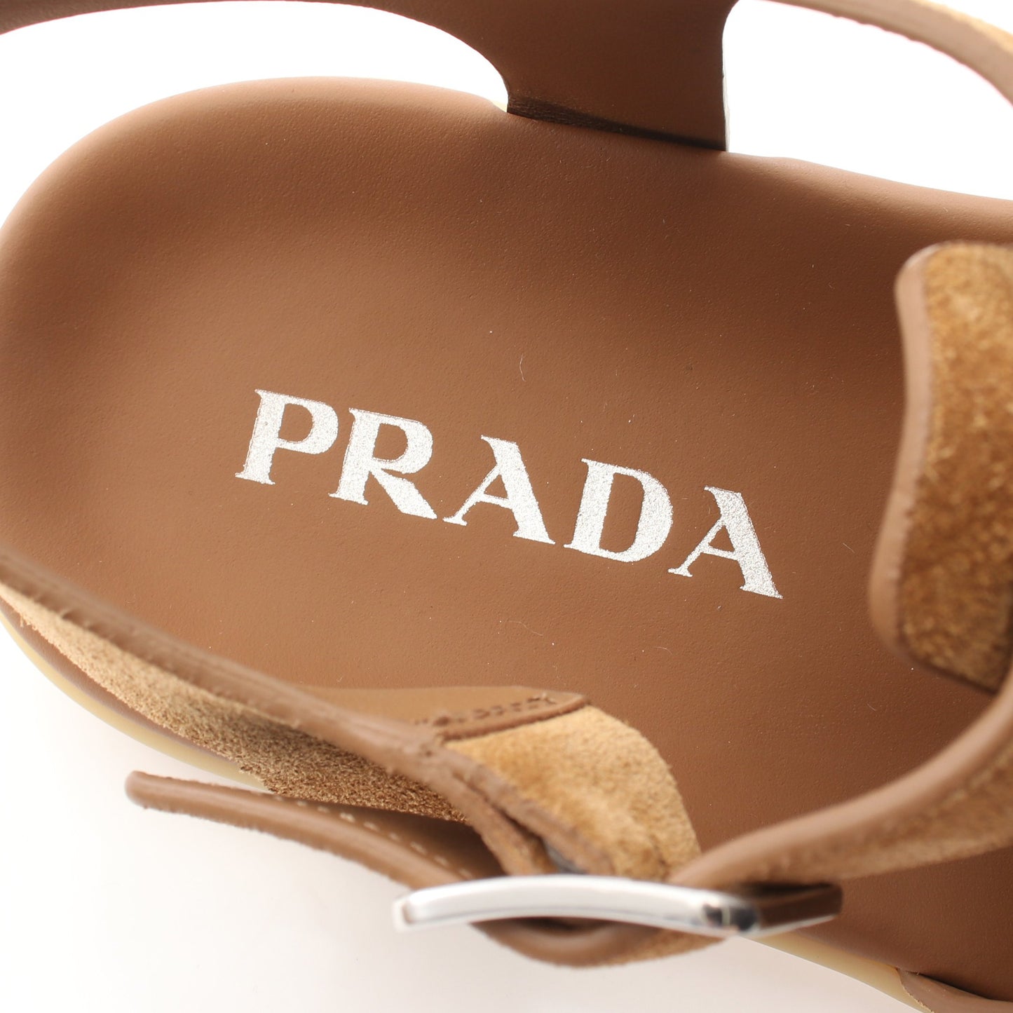トライアングルロゴ フィッシャーマン サンダル スエード ライトブラウン プラダ シューズ PRADA