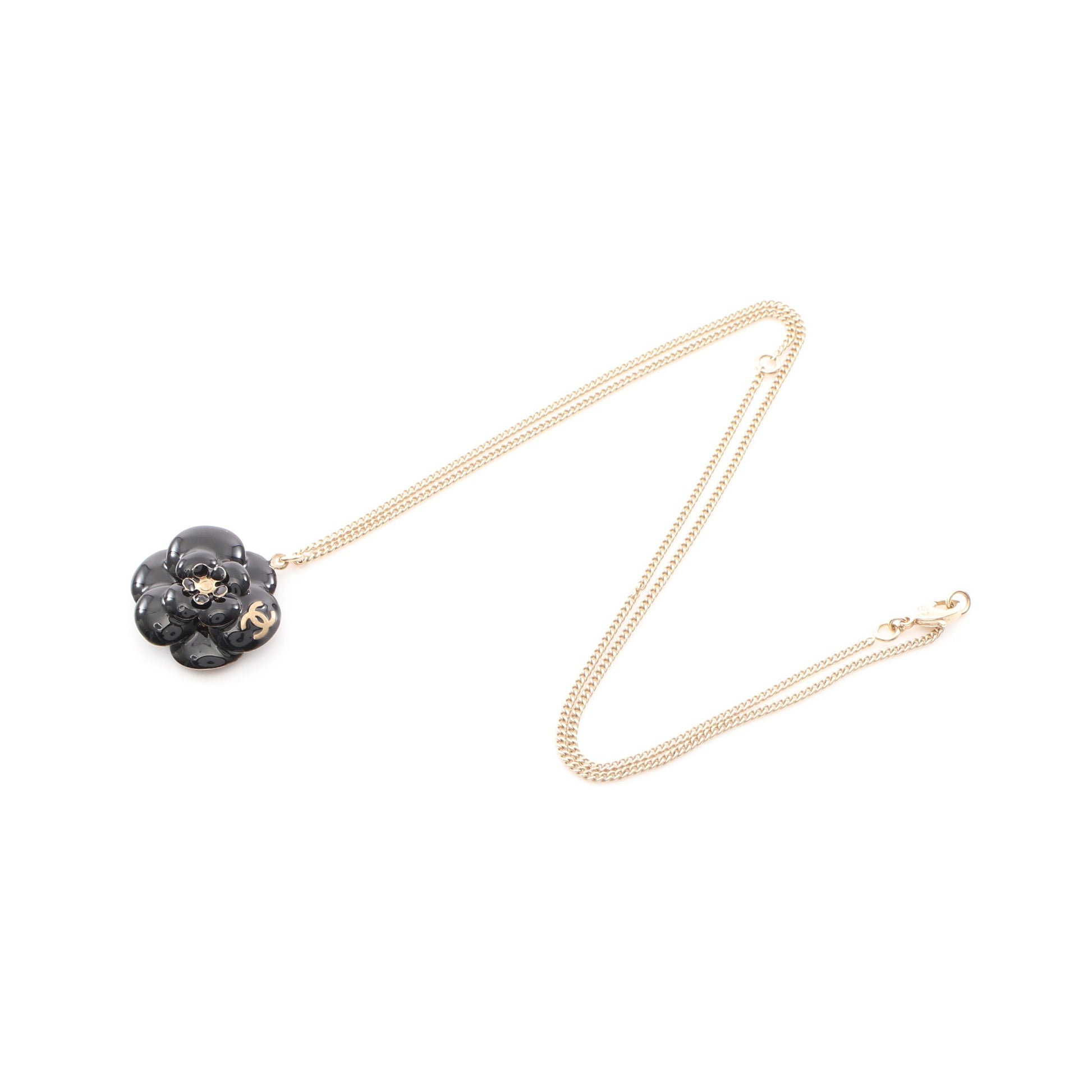 カメリア ココマーク ネックレス GP ブラック ゴールド B11A シャネル アクセサリー CHANEL
