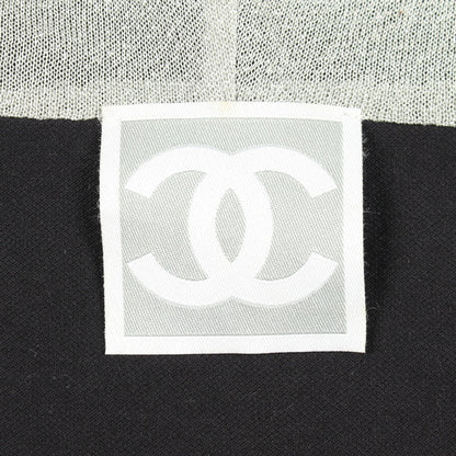 スポーツライン ジップアップパーカー コットン ナイロン ブラック シルバー シャネル トップス CHANEL