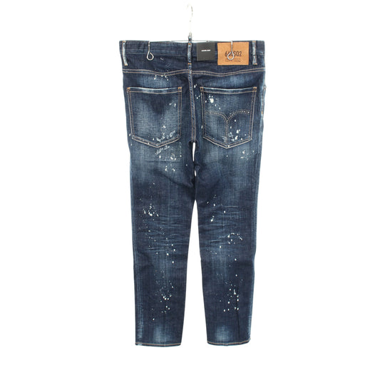 SKATER JEANS ダメージ加工 ブリーチ加工 デニムパンツ コットン インディゴブルー ディースクエアード
