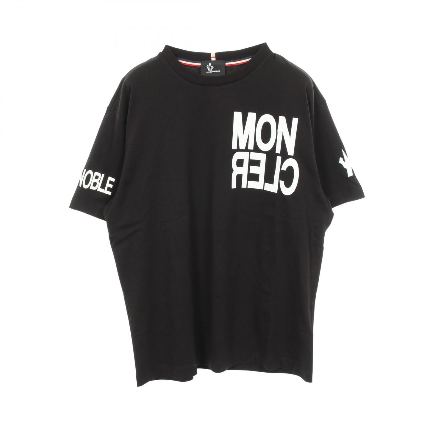 ロゴプリント クルーネック 半袖Tシャツ コットン ブラック モンクレールグルノーブル トップス MONCLER GRENOBLE