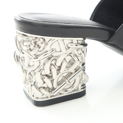 グロッシー60 シェーヌダンクル ミュール サンダル レザー ブラック エルメス シューズ HERMES