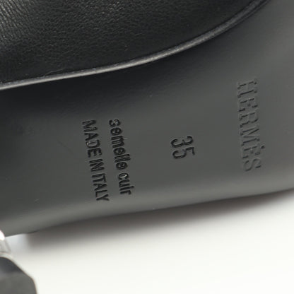 グロッシー60 シェーヌダンクル ミュール サンダル レザー ブラック エルメス シューズ HERMES
