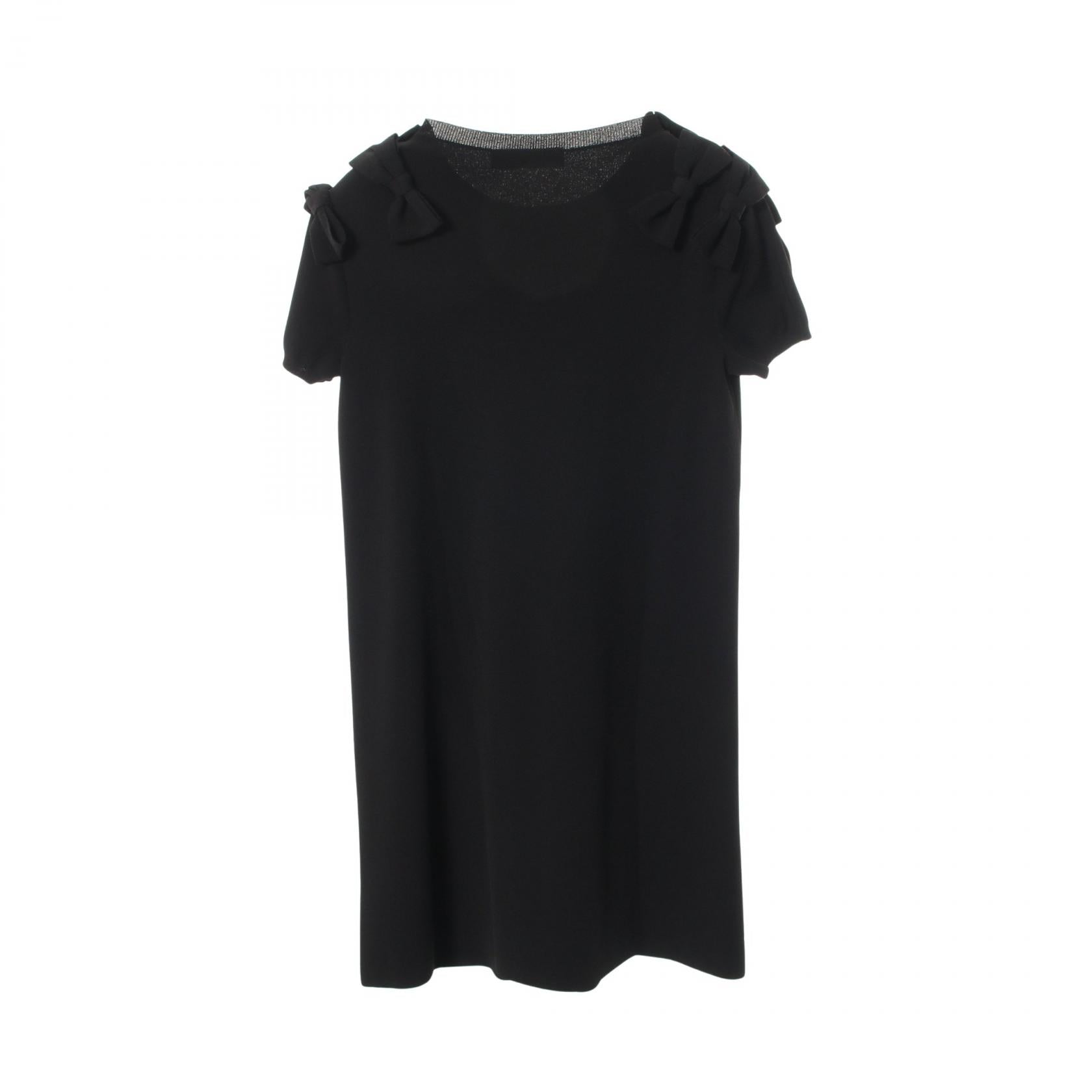 PAP DRESS リボン ニット ワンピース レーヨン ブラック ヴァレンティノ ワンピース VALENTINO