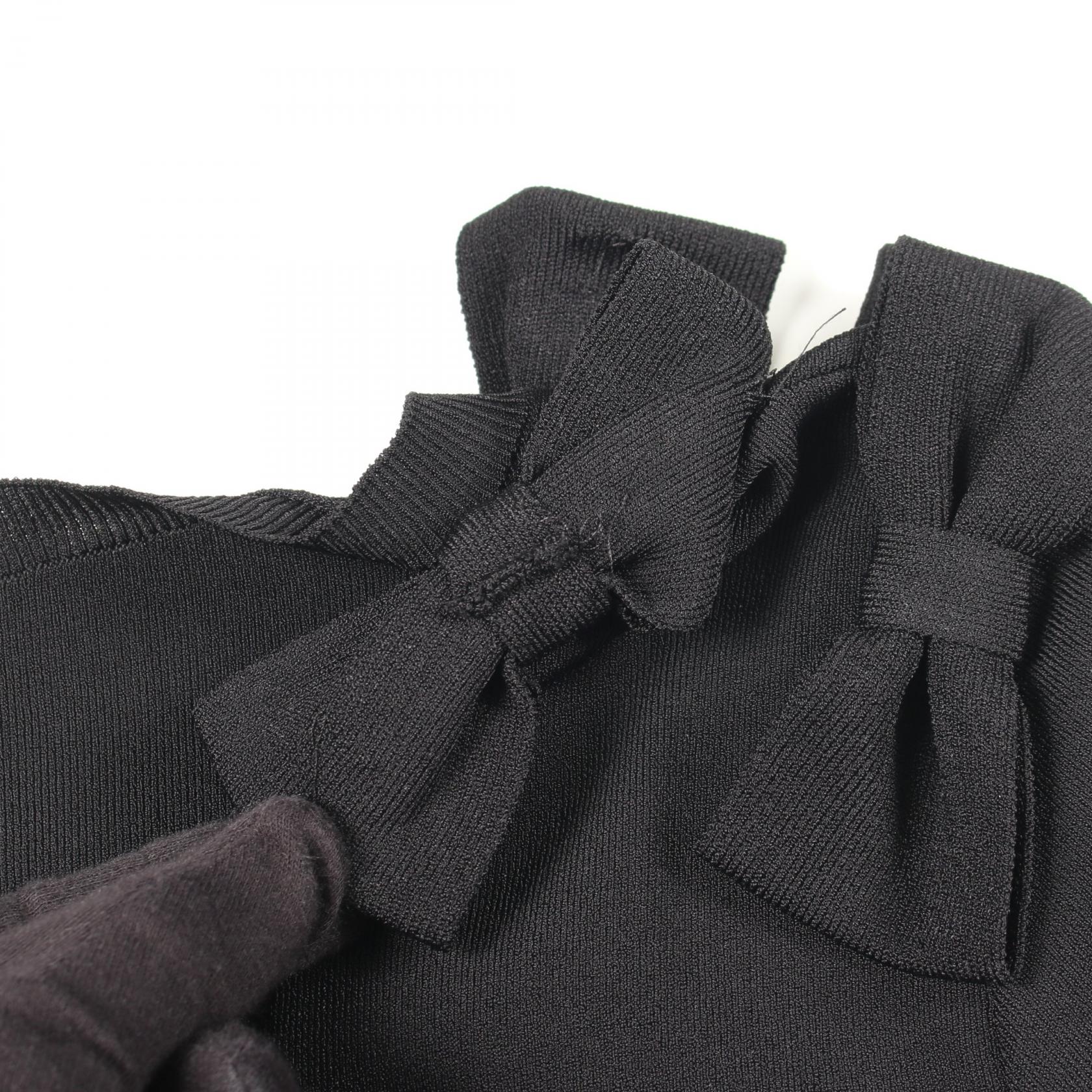 PAP DRESS リボン ニット ワンピース レーヨン ブラック ヴァレンティノ ワンピース VALENTINO