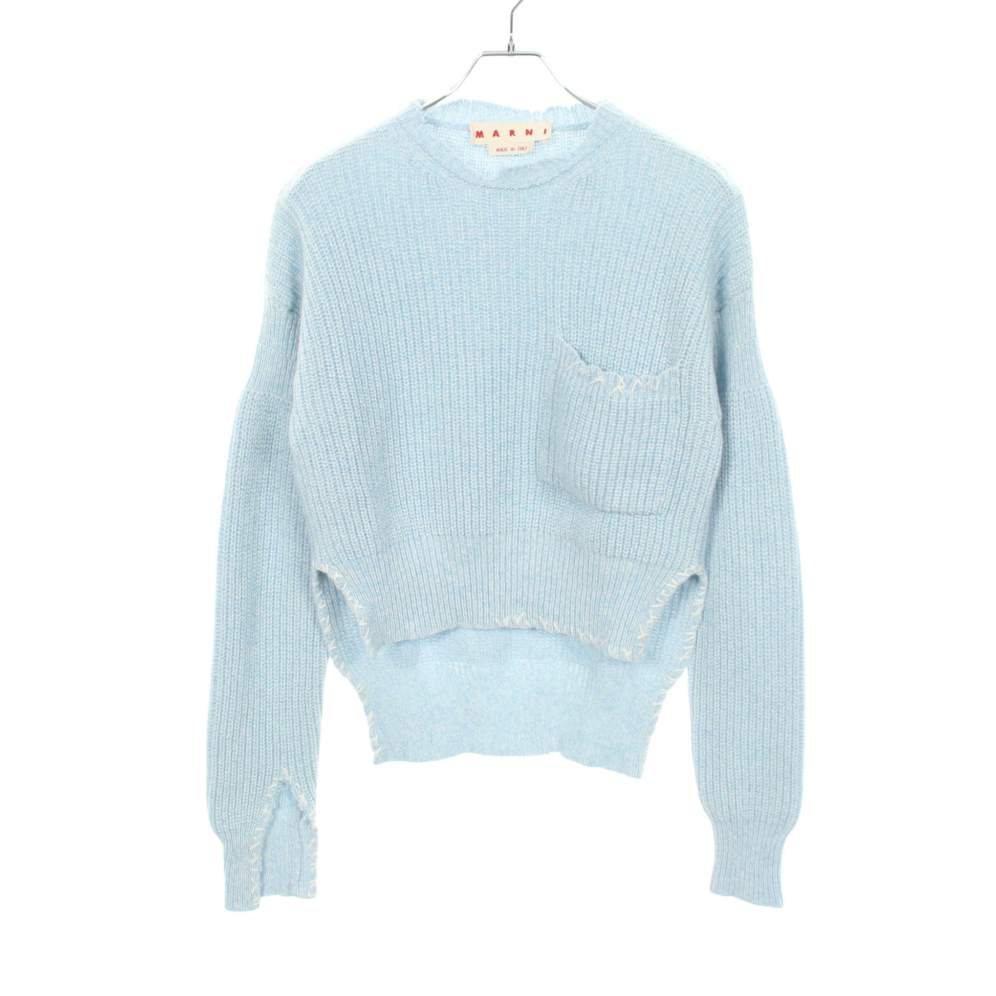 クルーネック ニット ウール ライトブルー マルニ トップス MARNI