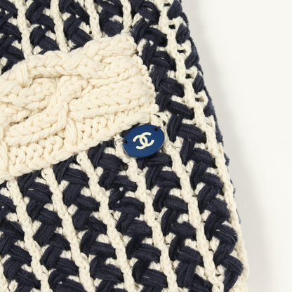 ケーブルニット カーディガン コットン ネイビー アイボリー シャネル トップス CHANEL