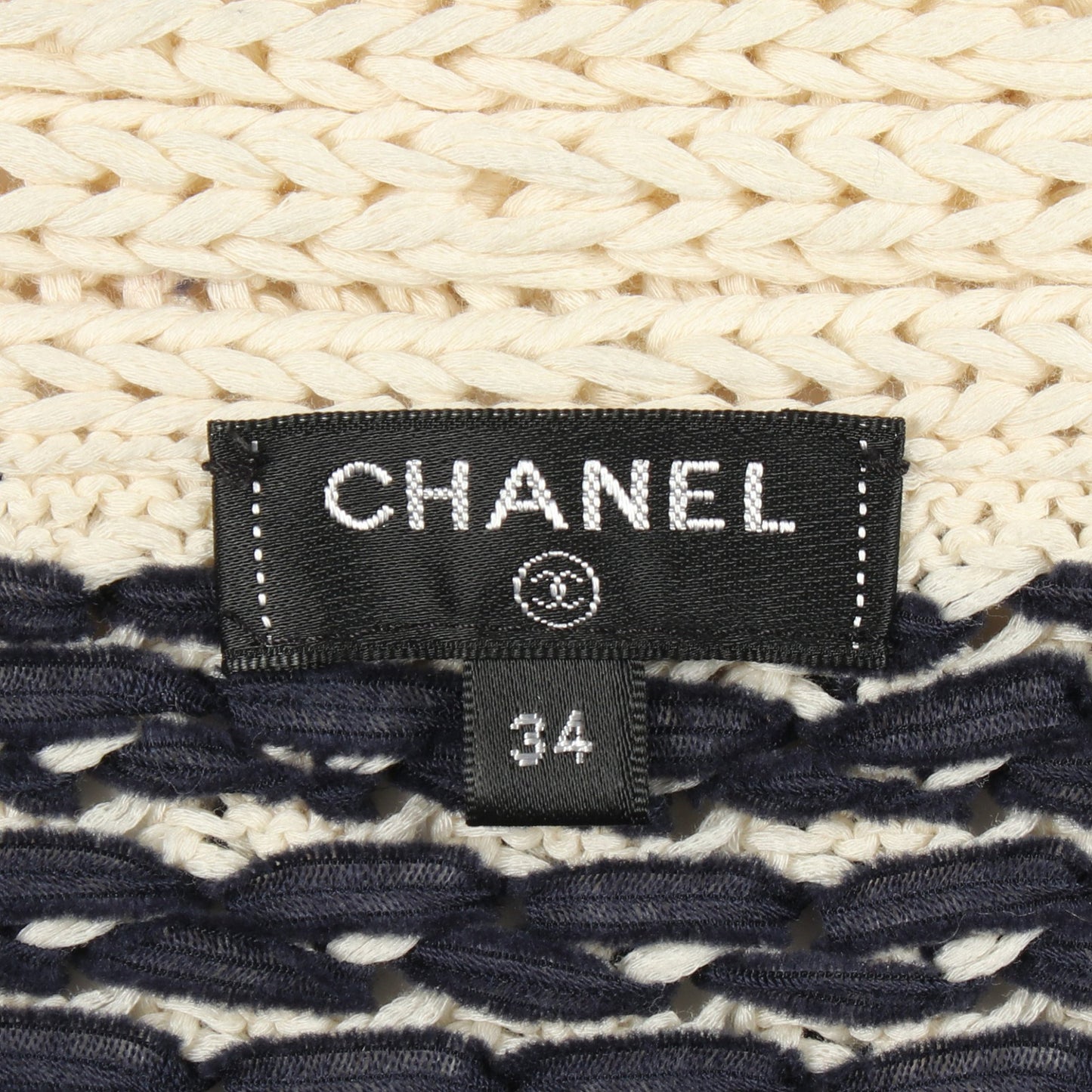 ケーブルニット カーディガン コットン ネイビー アイボリー シャネル トップス CHANEL