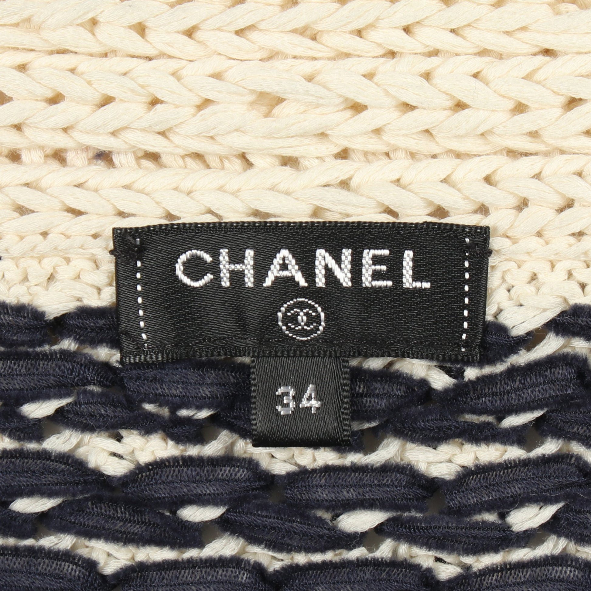ケーブルニット カーディガン コットン ネイビー アイボリー シャネル トップス CHANEL