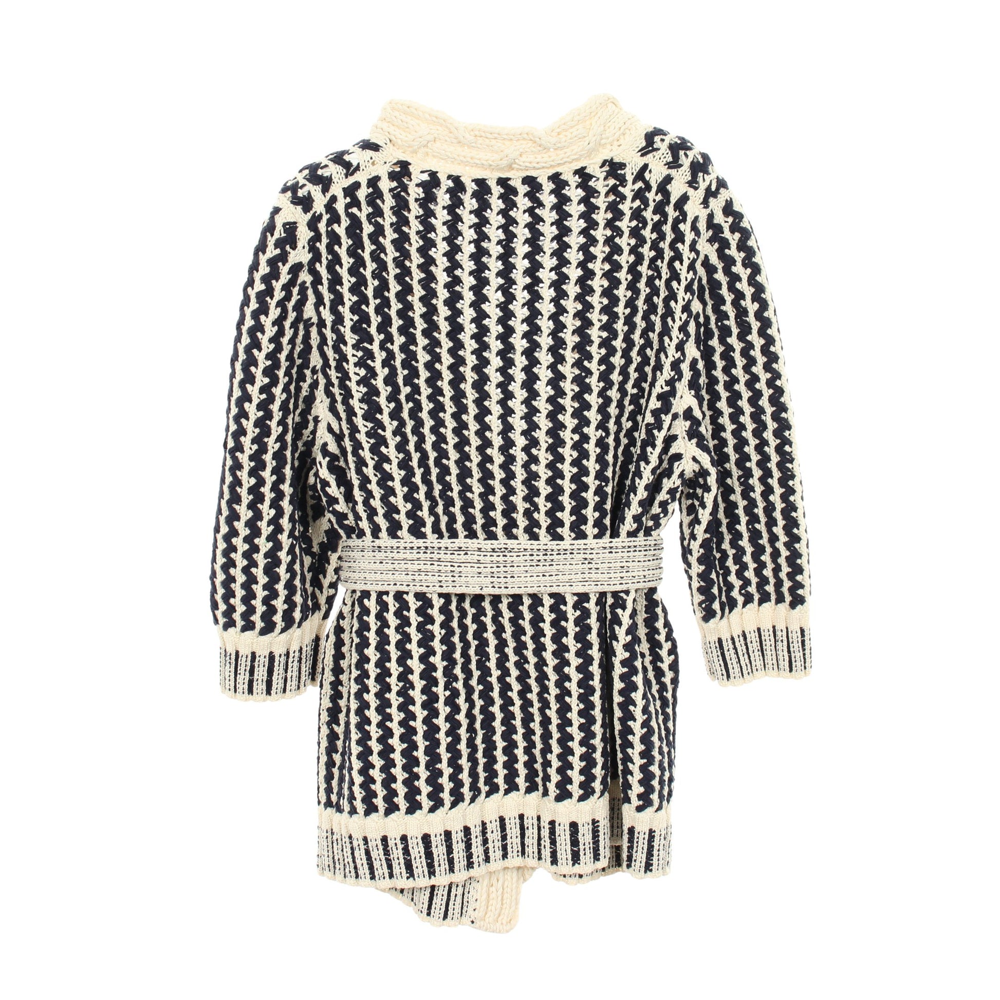 ケーブルニット カーディガン コットン ネイビー アイボリー シャネル トップス CHANEL