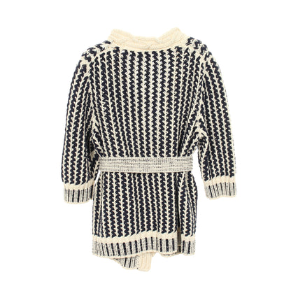 ケーブルニット カーディガン コットン ネイビー アイボリー シャネル トップス CHANEL