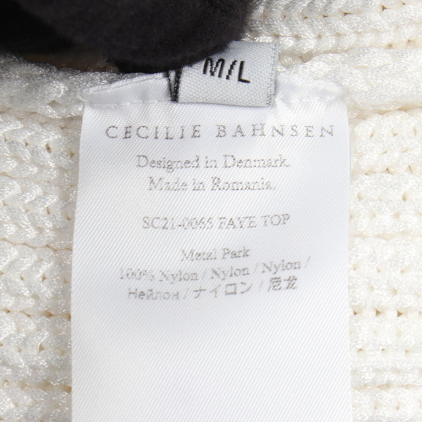 FAYE TOP レース切替 半袖 ニット ナイロン ホワイト セシリーバンセン トップス CecilieBahnsen