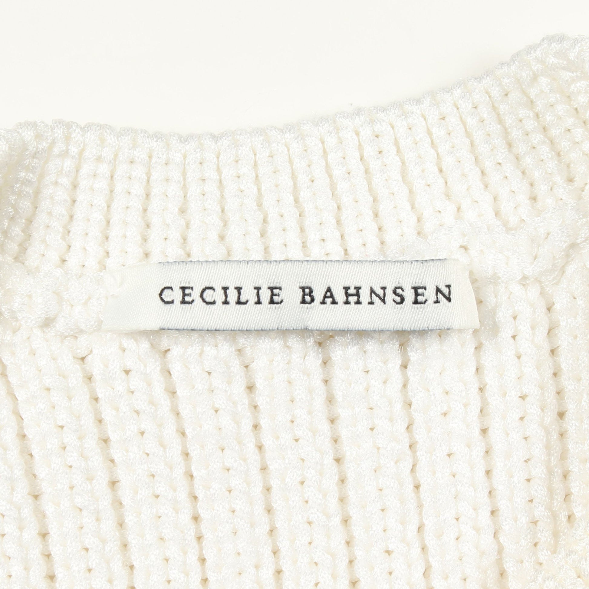 FAYE TOP レース切替 半袖 ニット ナイロン ホワイト セシリーバンセン トップス CecilieBahnsen