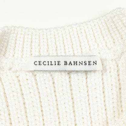 FAYE TOP レース切替 半袖 ニット ナイロン ホワイト セシリーバンセン トップス CecilieBahnsen