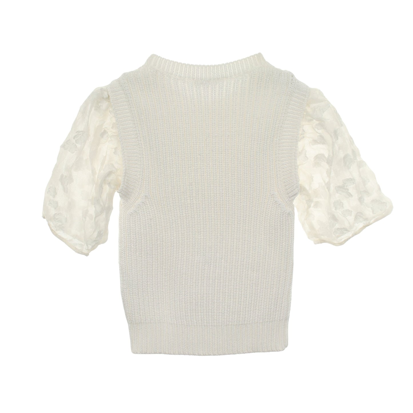 FAYE TOP レース切替 半袖 ニット ナイロン ホワイト セシリーバンセン トップス CecilieBahnsen