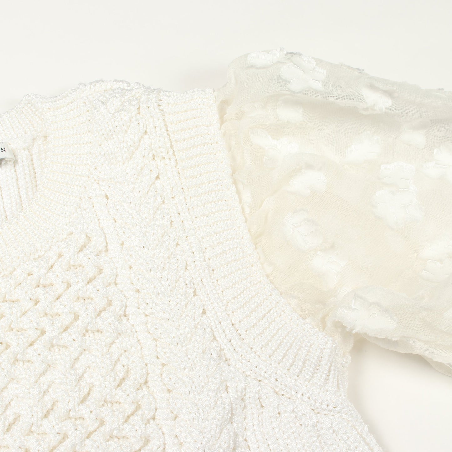 FAYE TOP レース切替 半袖 ニット ナイロン ホワイト セシリーバンセン トップス CecilieBahnsen
