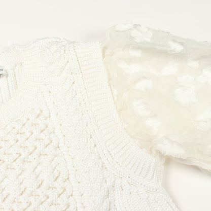 FAYE TOP レース切替 半袖 ニット ナイロン ホワイト セシリーバンセン トップス CecilieBahnsen