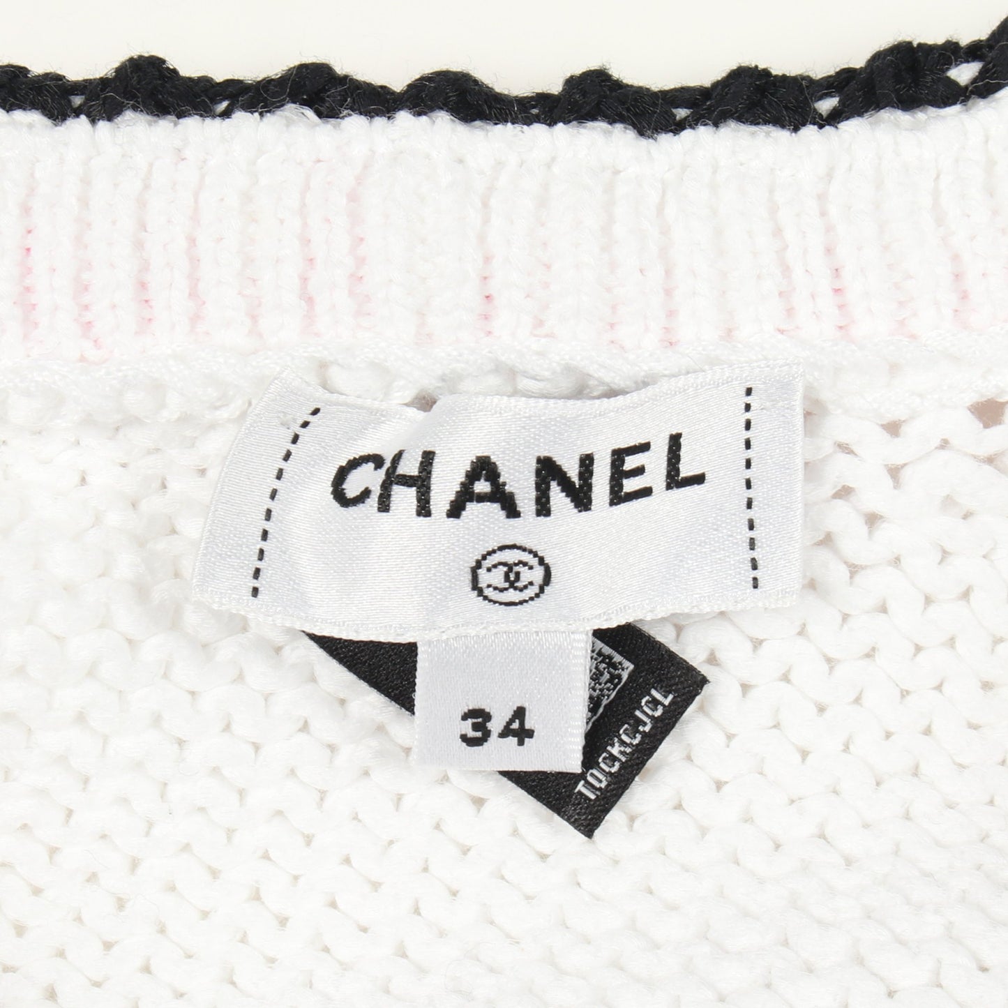 24SS アシンメトリー プルオーバー ニット コットン ホワイト マルチカラー シャネル トップス CHANEL