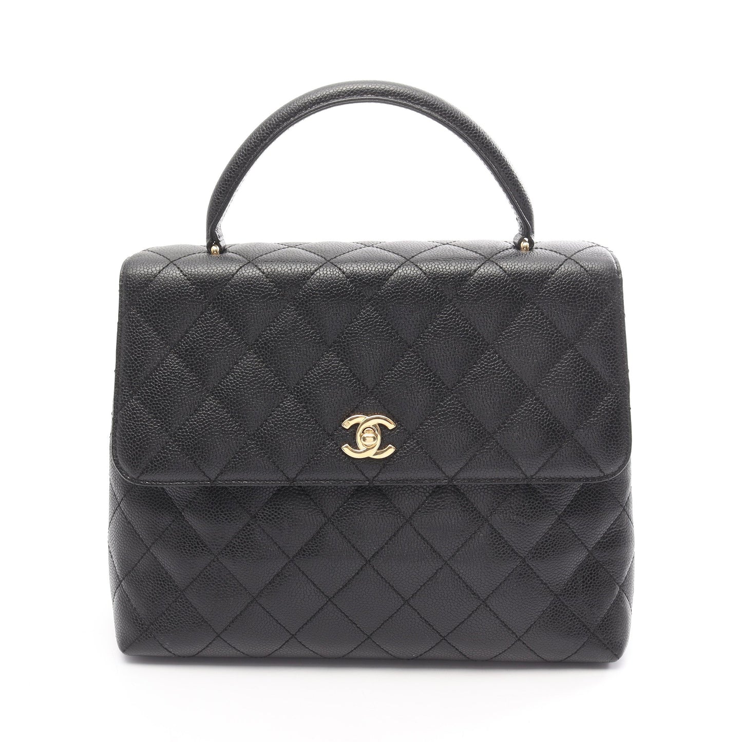 マトラッセ ハンドバッグ キャビアスキン ブラック ゴールド金具 シャネル バッグ CHANEL