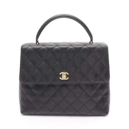 マトラッセ ハンドバッグ キャビアスキン ブラック ゴールド金具 シャネル バッグ CHANEL